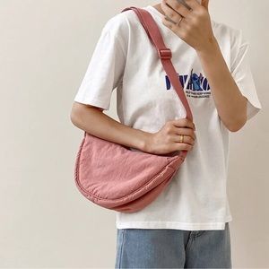 💗 New Round Nylon Mini Bag in Dusty Rose Pink💗